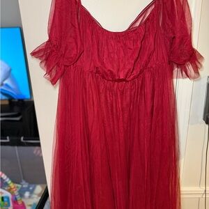 Ever Pretty Maternity Off Shoulder Red Tulle Dress
